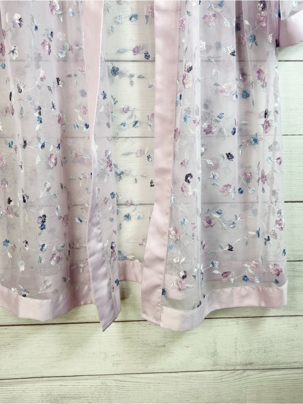Lavender Purple Sheer Floral Embroidered Robe Fairy Whimsical Size M/L Boho - Picture 6 of 10